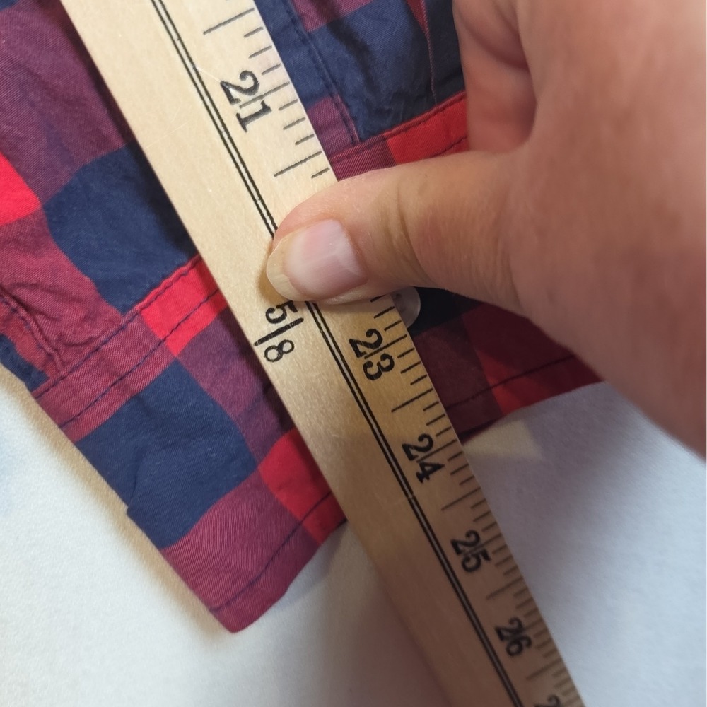 American Eagle Outfitters Mens Large Red Navy Buffalo Plaid Button Down Shirt - Picture 8 of 12